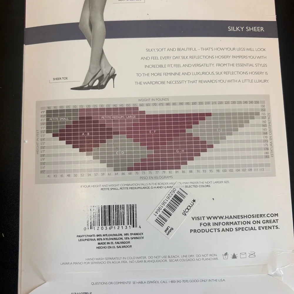 Hanes Silk Reflections Silky Sheer Control Top Pantyhose Jet Black EF NIP